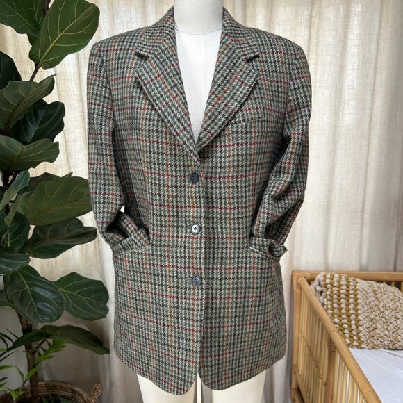 Wool Cashmere Tweed Plaid Blazer Jacket Heritage Classic Donegal Ireland, M - Picture 1 of 15